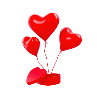 红色立体爱心气球520情人节元素GIF动态图卡通爱心元素